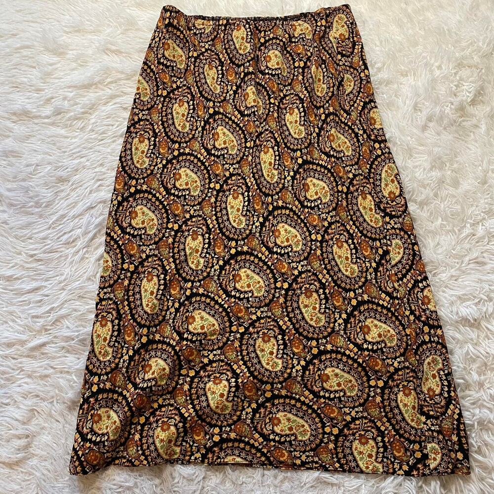 Vintage ToTonko Black Abstract Print‎ Boho Gypsy Full A-Line Maxi Skirt Medium